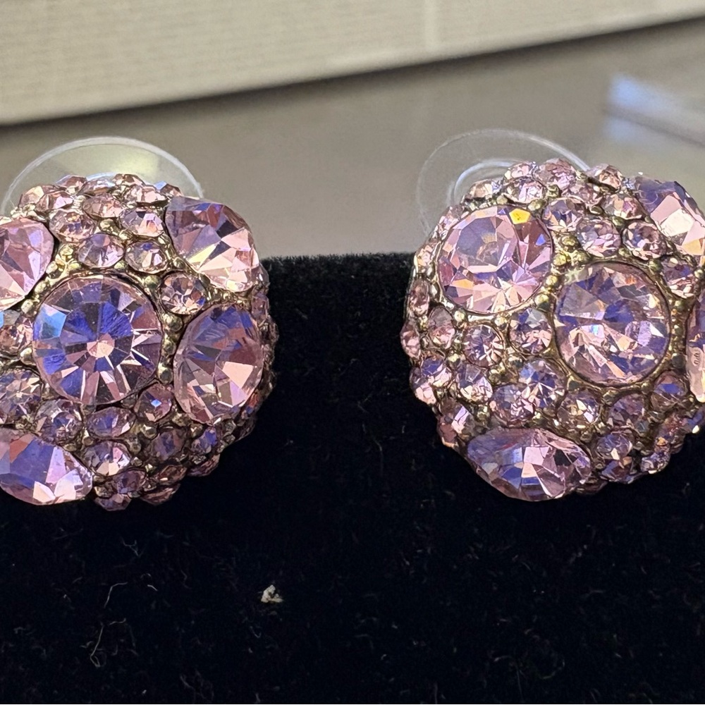 Pierced Elegant Pink Crystal Earrings